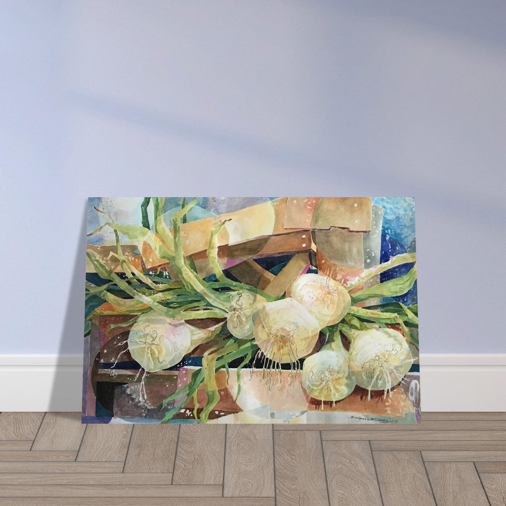 'Onions' Still Life Watercolor I 12x18 Museum-Quality Matte Paper Poster | Original Artwork by American Artist Barbara Cleary