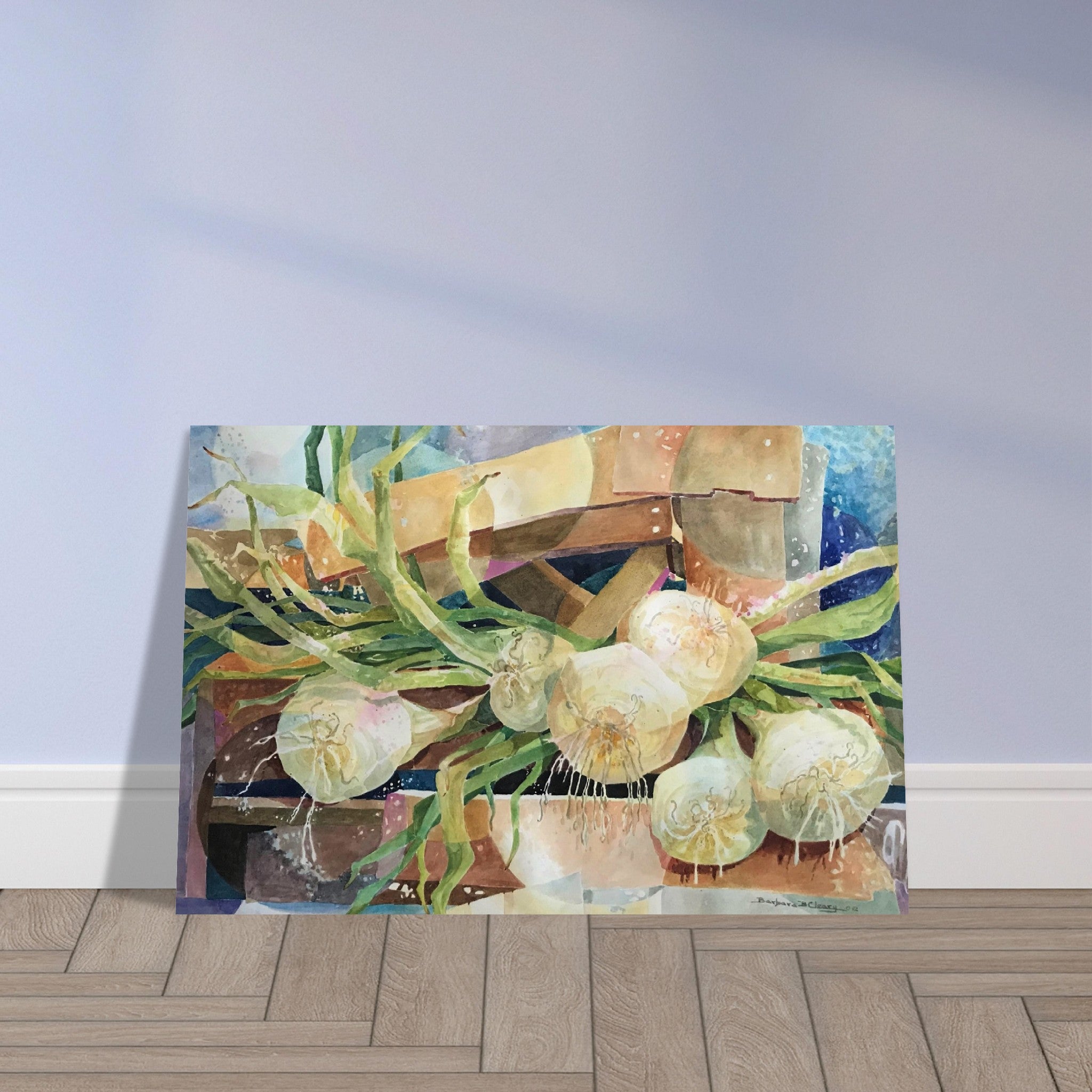 'Onions' Still Life Watercolor I 12x18 Museum-Quality Matte Paper Poster | Original Artwork by American Artist Barbara Cleary
