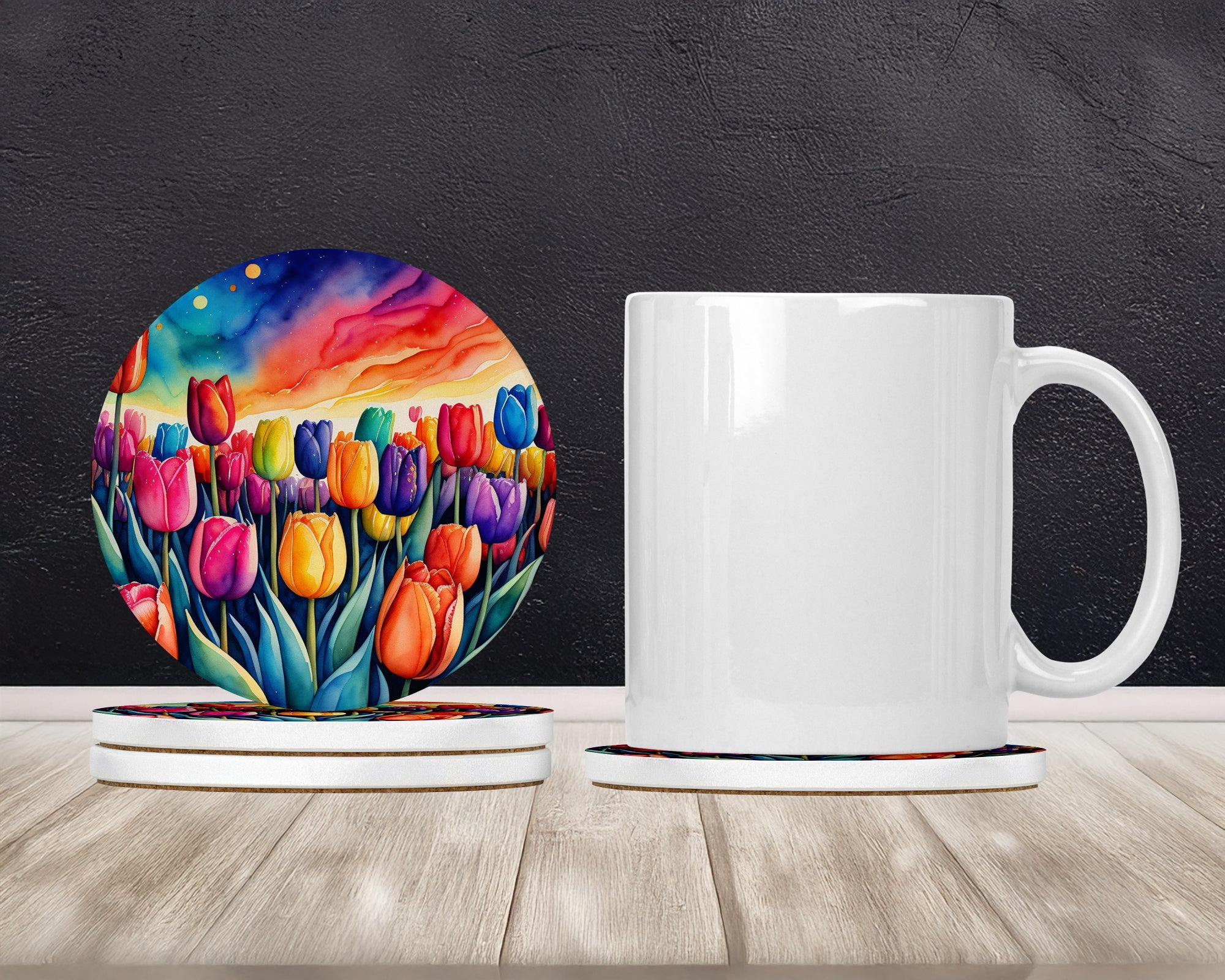 Colorful Tulips Large Sandstone Coasters Pack of 4