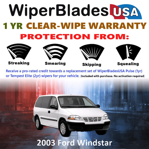 2003 Ford Windstar Wiper Blades w/1yr Wear Warranty (Set of 3) w/Rear Wipers