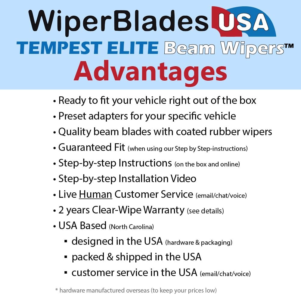 2015 Nissan Juke Wiper Blades w/2yr Wear Warranty (Set of 3) w/Rear Beam Wipers