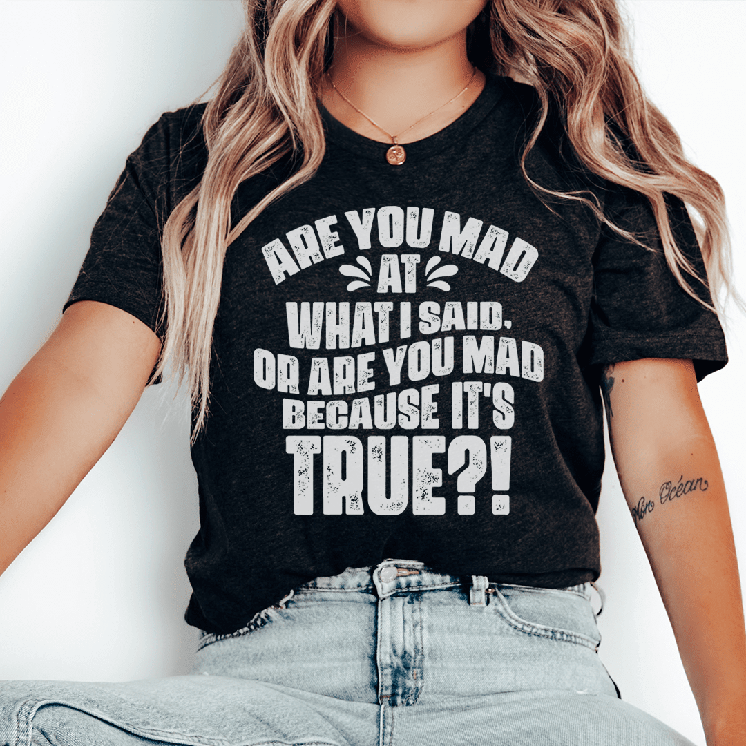 Are You Mad At What I Said Or Are You Mad Because It's True Tee - VintageVp