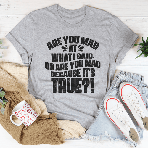 Are You Mad At What I Said Or Are You Mad Because It's True Tee - VintageVp