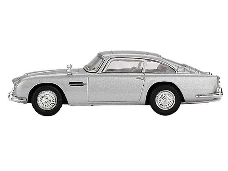 Aston Martin DB5 RHD (Right Hand Drive) Birch Silver Metallic 007 James Bond "Thunderball" (1965) Movie Limited Edition 1/64 Diecast Model Car by Mini GT - VintageVp