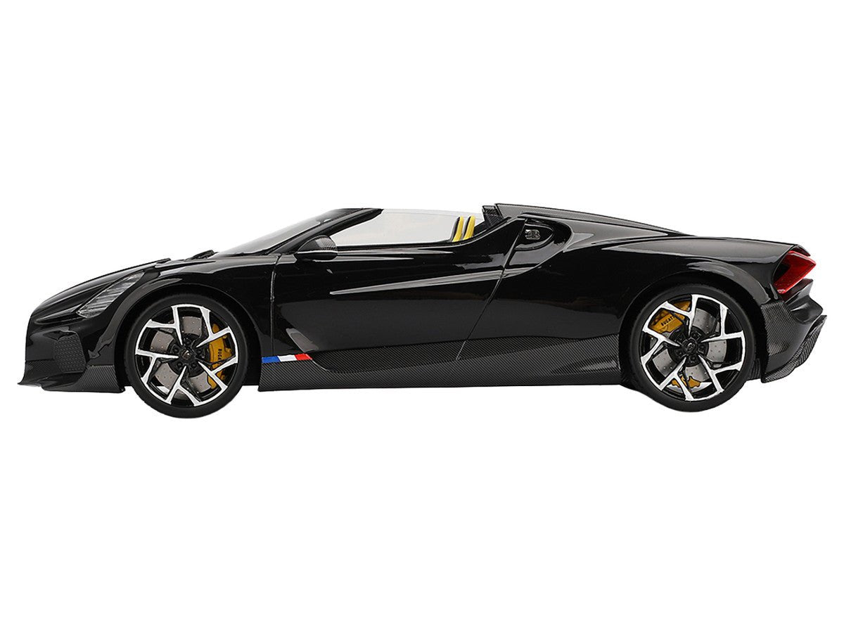 Bugatti W16 Mistral Black with Yellow Interior 1/18 Model Car by Top Speed - VintageVp