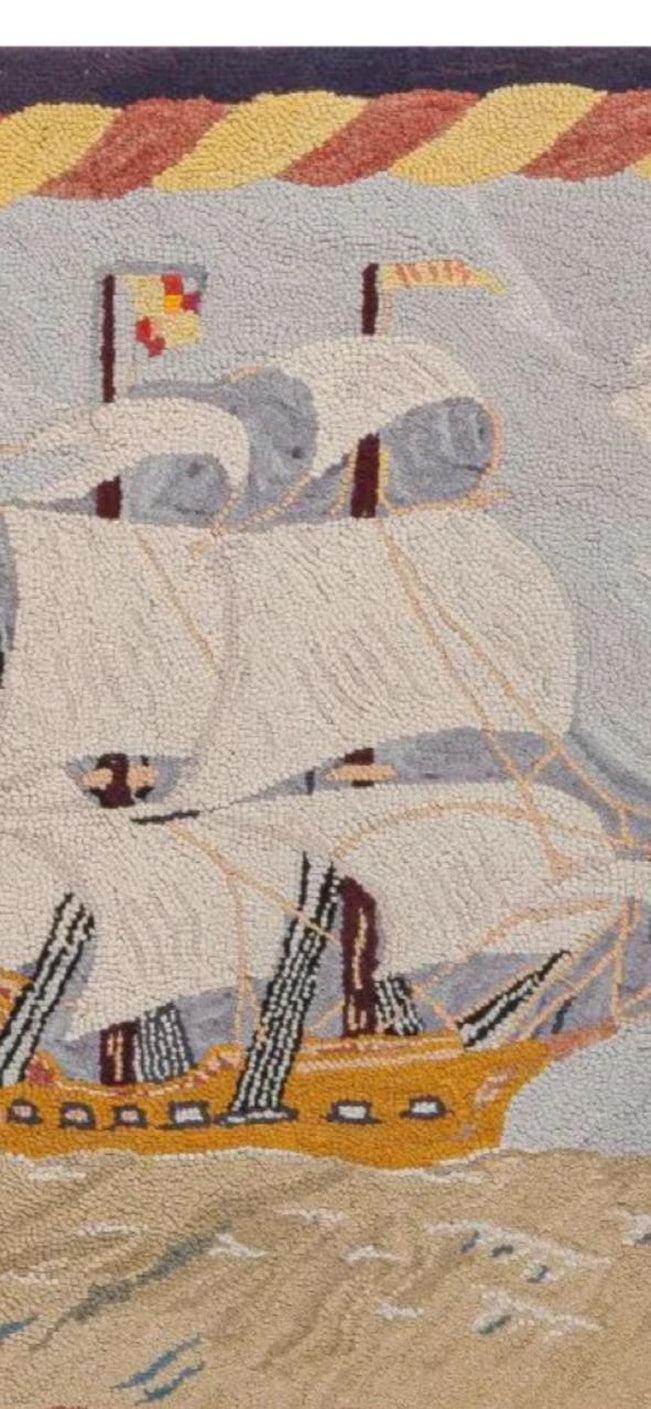 Canvello Handmade antique American Hooked Rug - 2'7'' X 2'8''