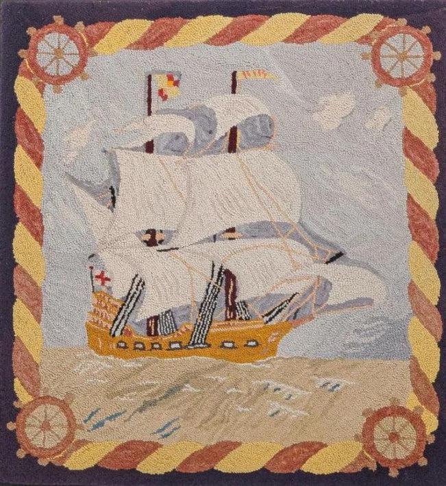 Canvello Handmade antique American Hooked Rug - 2'7'' X 2'8'' - VintageVp