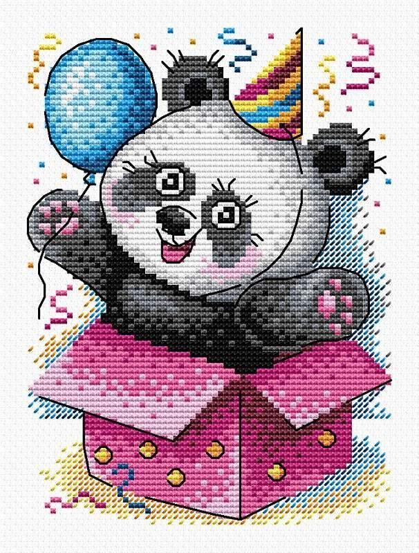 Cartoon Panda SM-598 Counted Cross-Stitch Kit - VintageVp