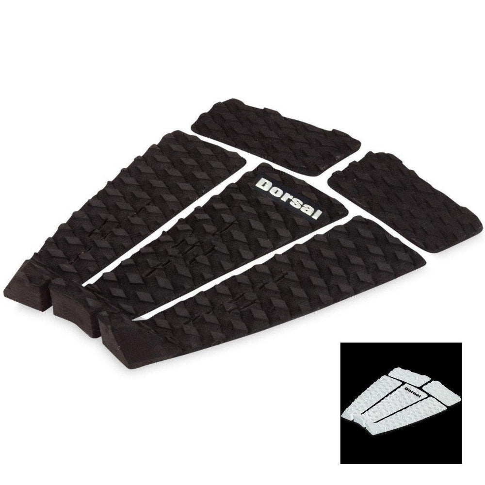 DORSAL Five 5 Piece EVA Surfboard Deck Traction Pads with Kicker Tail for Stomp Skimboards, Surf Boards, Fish Board, Funboard Black/White - VintageVp