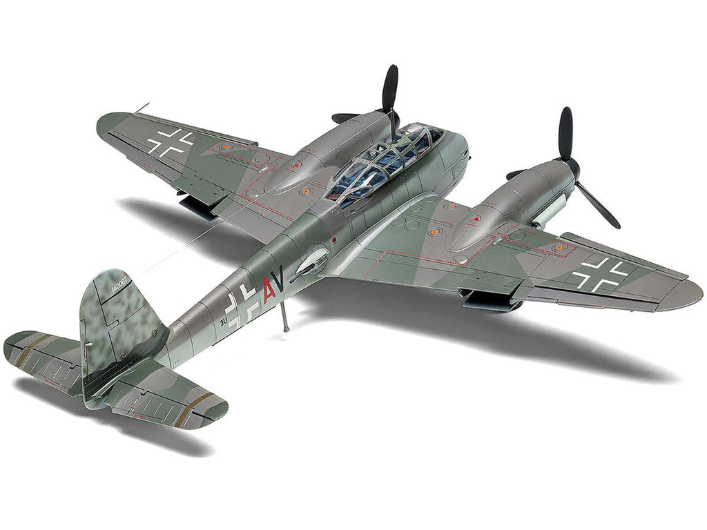 Level 2 Model Kit Messerschmitt Me410A-1/U2 & U4 Fighter-Bomber Aircraft with 2 Scheme Options 1/72 Plastic Model Kit by Airfix - VintageVp