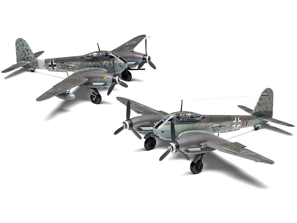 Level 2 Model Kit Messerschmitt Me410A-1/U2 & U4 Fighter-Bomber Aircraft with 2 Scheme Options 1/72 Plastic Model Kit by Airfix - VintageVp