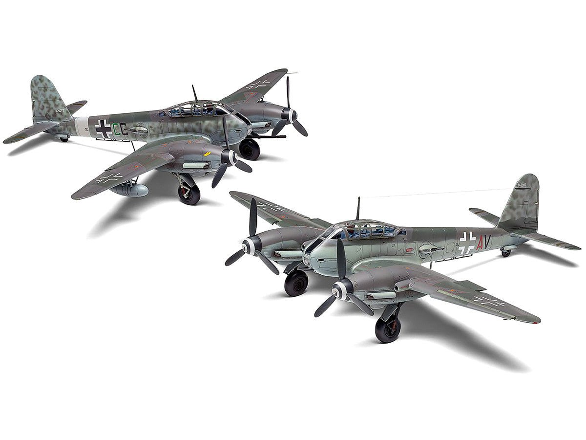 Level 2 Model Kit Messerschmitt Me410A-1/U2 & U4 Fighter-Bomber Aircraft with 2 Scheme Options 1/72 Plastic Model Kit by Airfix - VintageVp