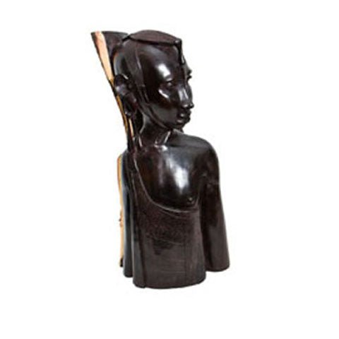Maassai Warrior Male Bust with Bark 02 - VintageVp