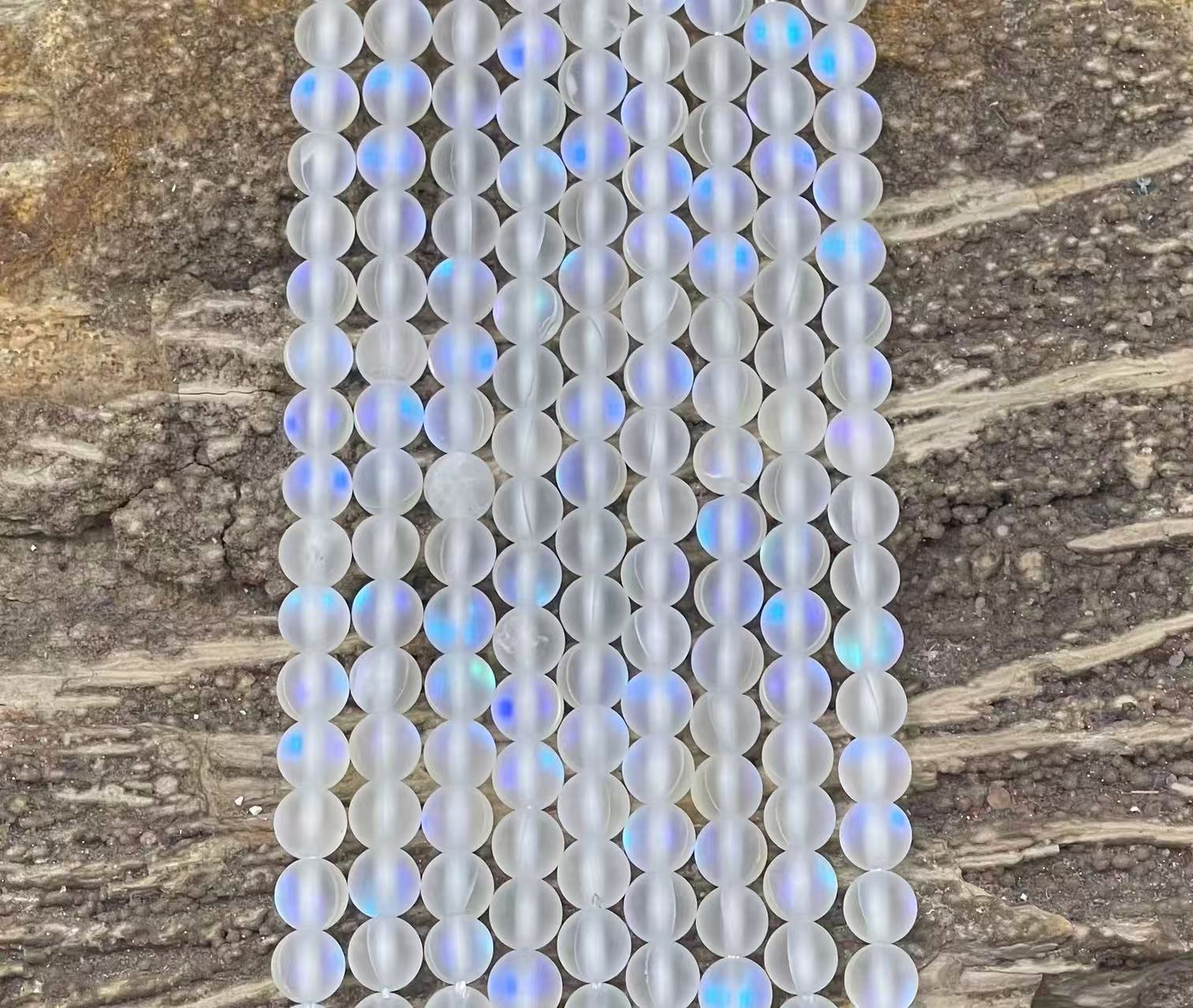 Matte Mermaid Glass Beads aka Mystic Aura Quartz, Round 6mm 8mm - VintageVp