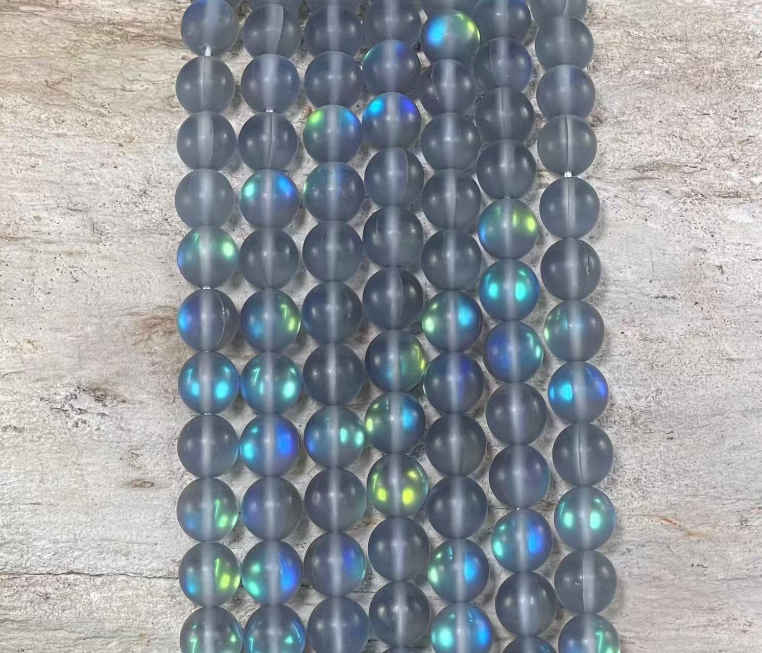 Matte Mermaid Glass Beads aka Mystic Aura Quartz, Round 6mm 8mm - VintageVp
