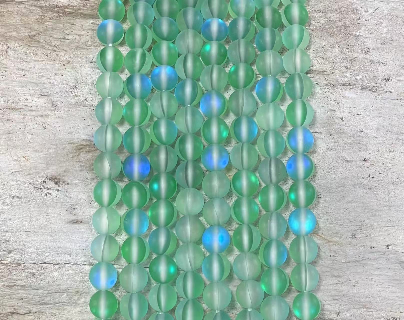Matte Mermaid Glass Beads aka Mystic Aura Quartz, Round 6mm 8mm - VintageVp