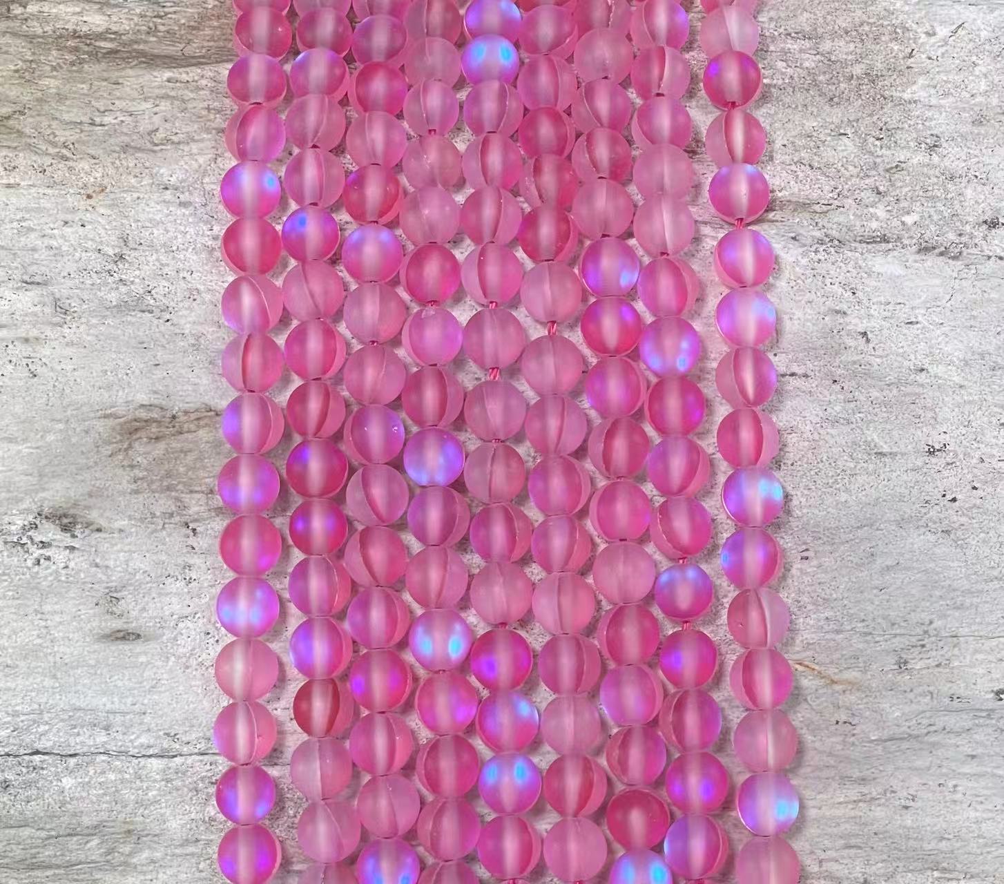 Matte Mermaid Glass Beads aka Mystic Aura Quartz, Round 6mm 8mm - VintageVp
