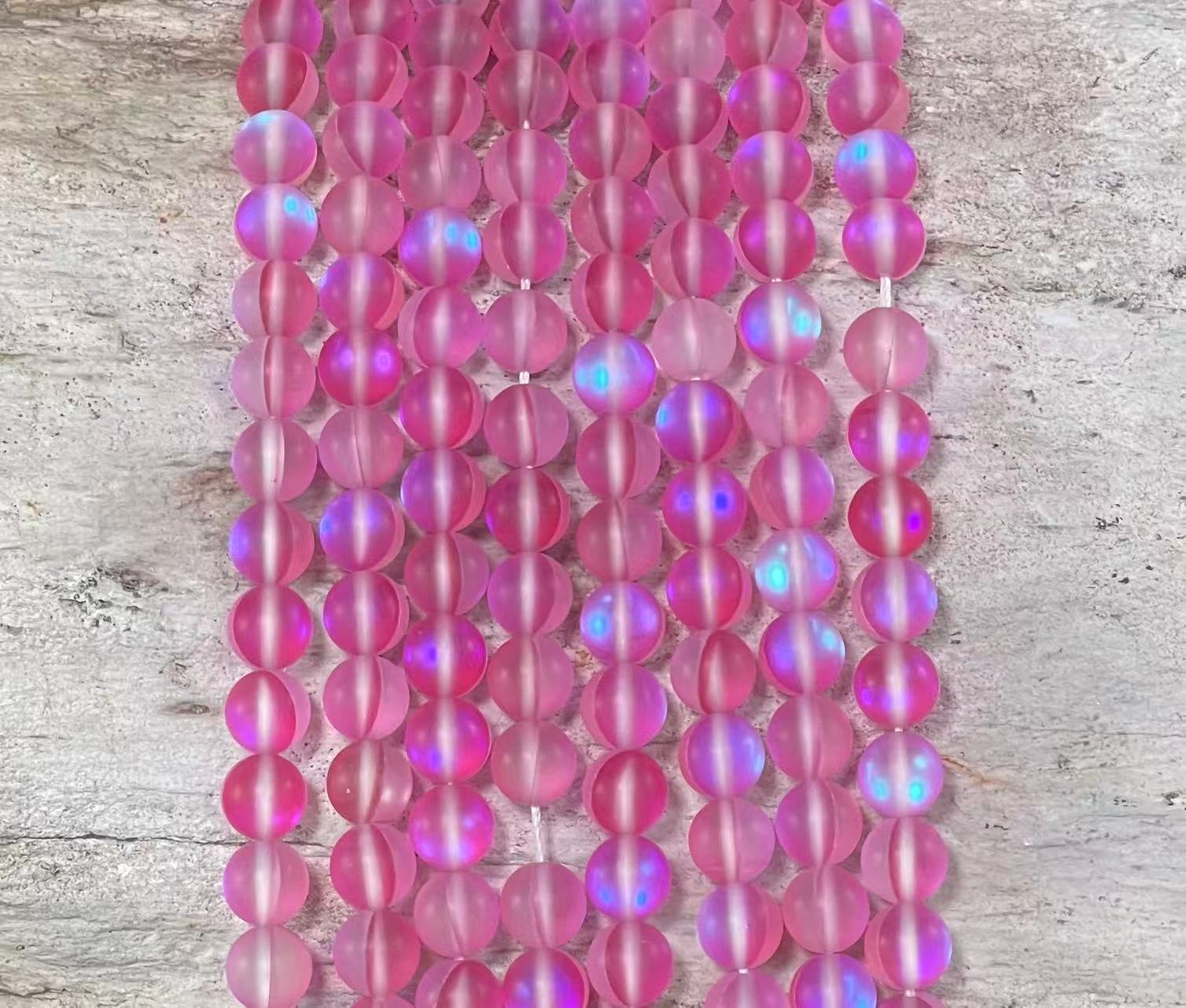 Matte Mermaid Glass Beads aka Mystic Aura Quartz, Round 6mm 8mm - VintageVp