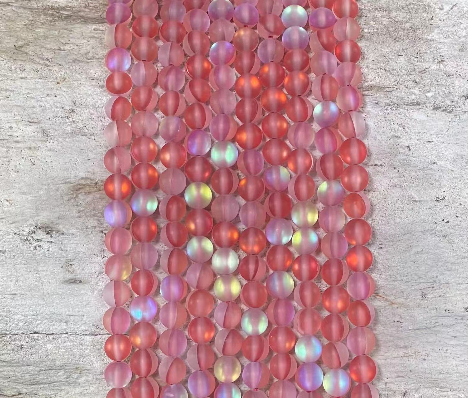 Matte Mermaid Glass Beads aka Mystic Aura Quartz, Round 6mm 8mm - VintageVp
