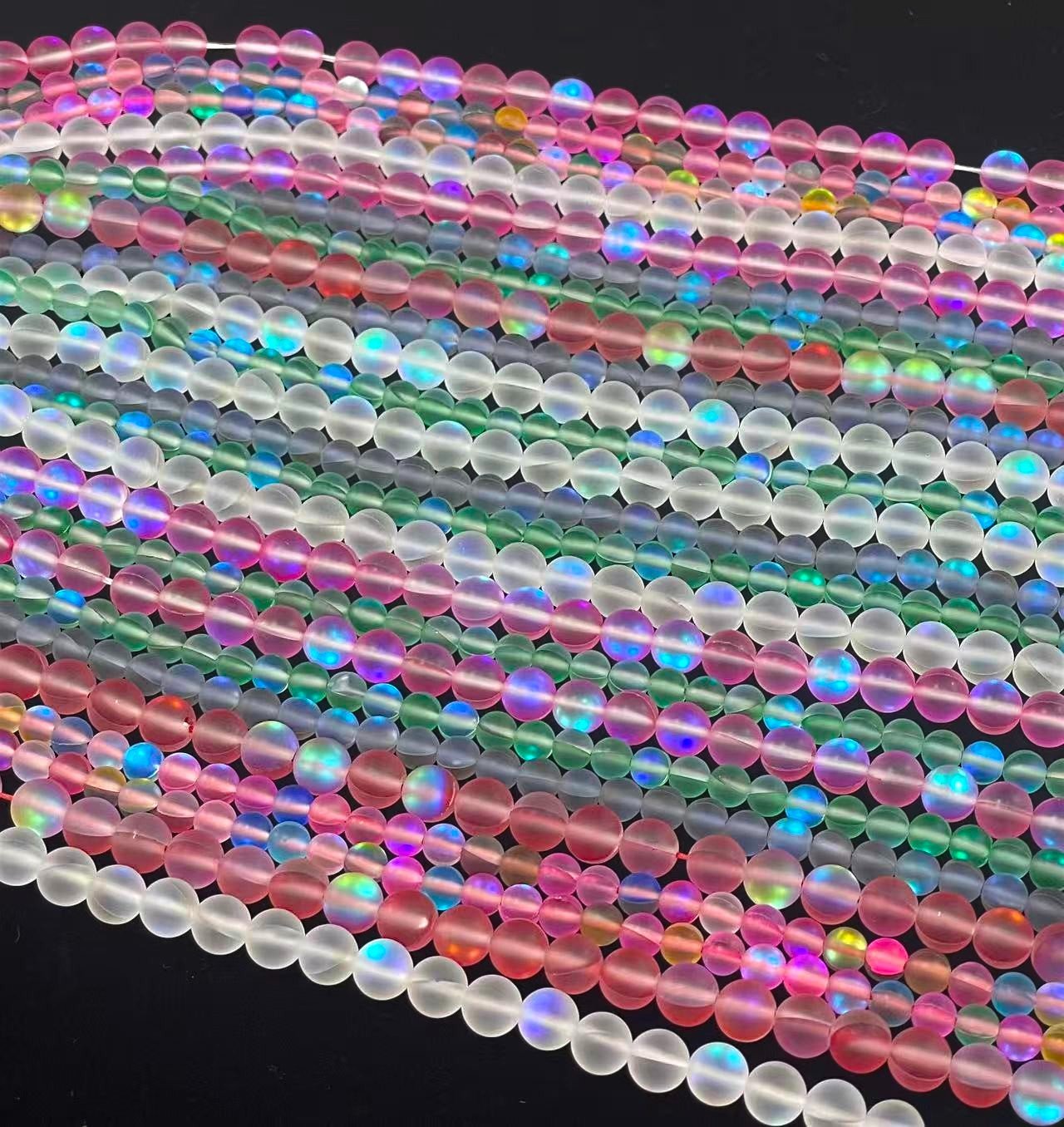 Matte Mermaid Glass Beads aka Mystic Aura Quartz, Round 6mm 8mm - VintageVp