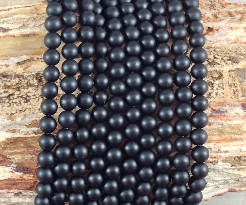 Matte Onyx aka Black Agate Round - VintageVp