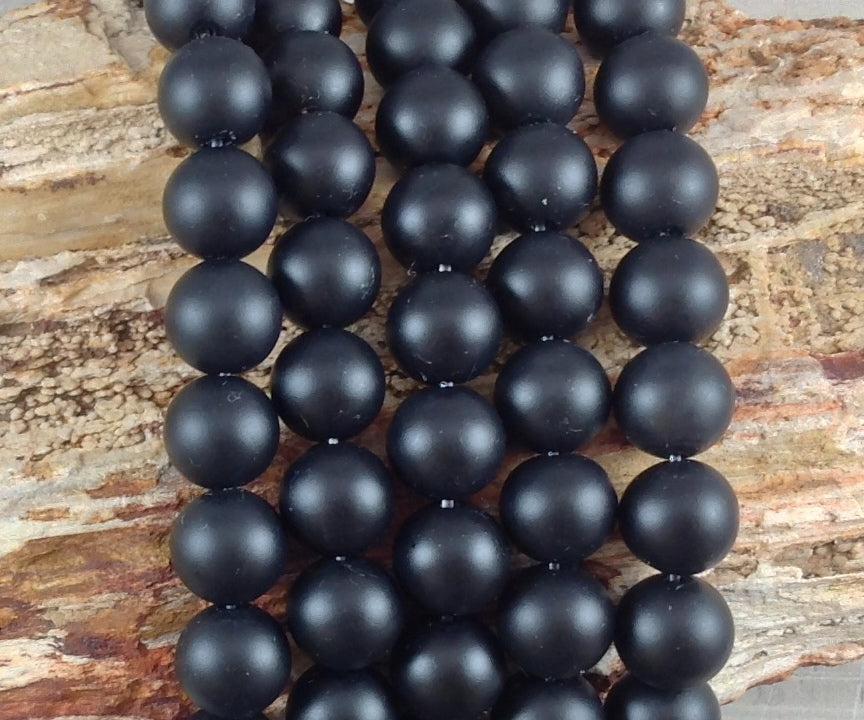 Matte Onyx aka Black Agate Round - VintageVp
