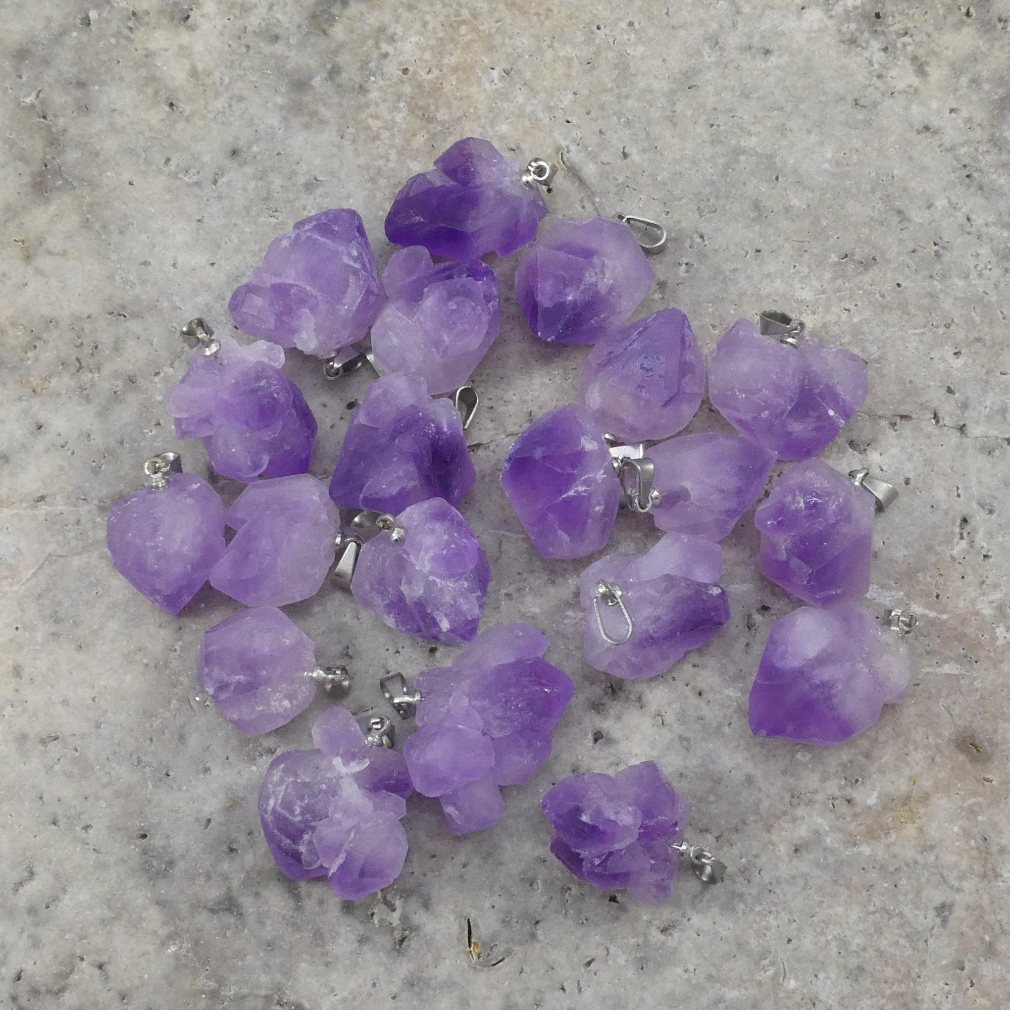 Amethyst Rough Cluster Point Pendant (1pc)-2