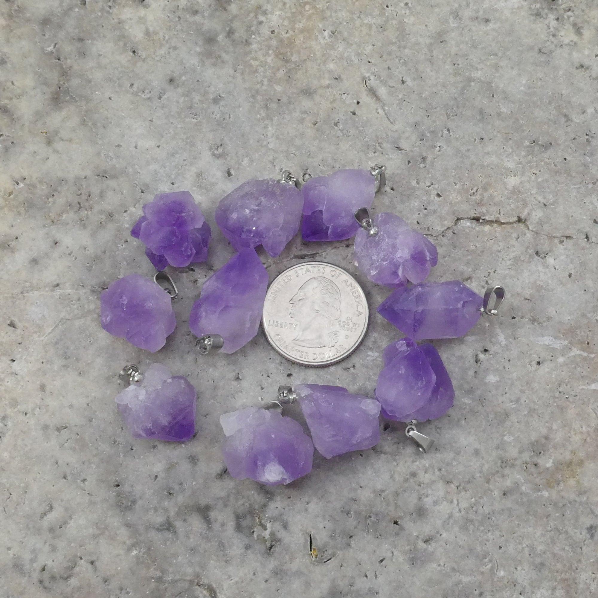 Amethyst Rough Cluster Point Pendant (1pc)-1