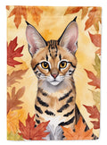 Savannah Cat in Fall Leaves House Flag - VintageVp