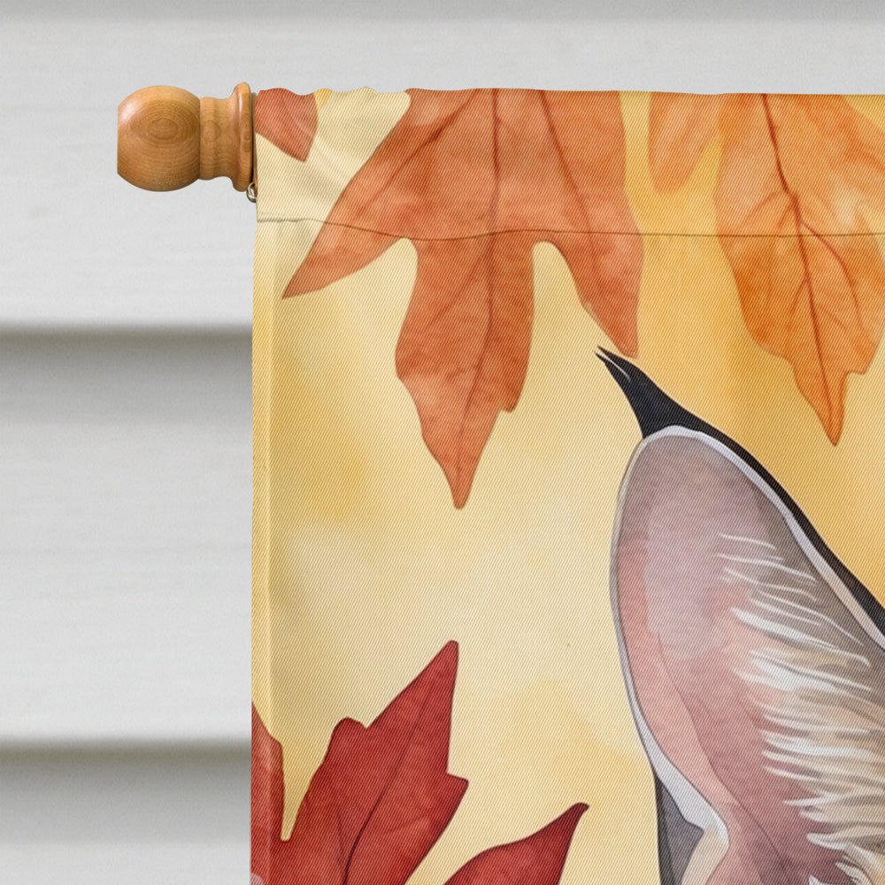 Savannah Cat in Fall Leaves House Flag - VintageVp