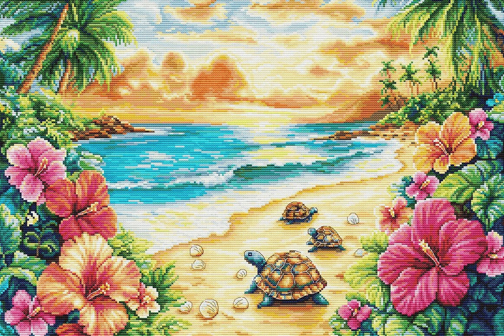 Tropical Summer Counted Cross-Stitch Kit by Luca-S BU5089L - VintageVp