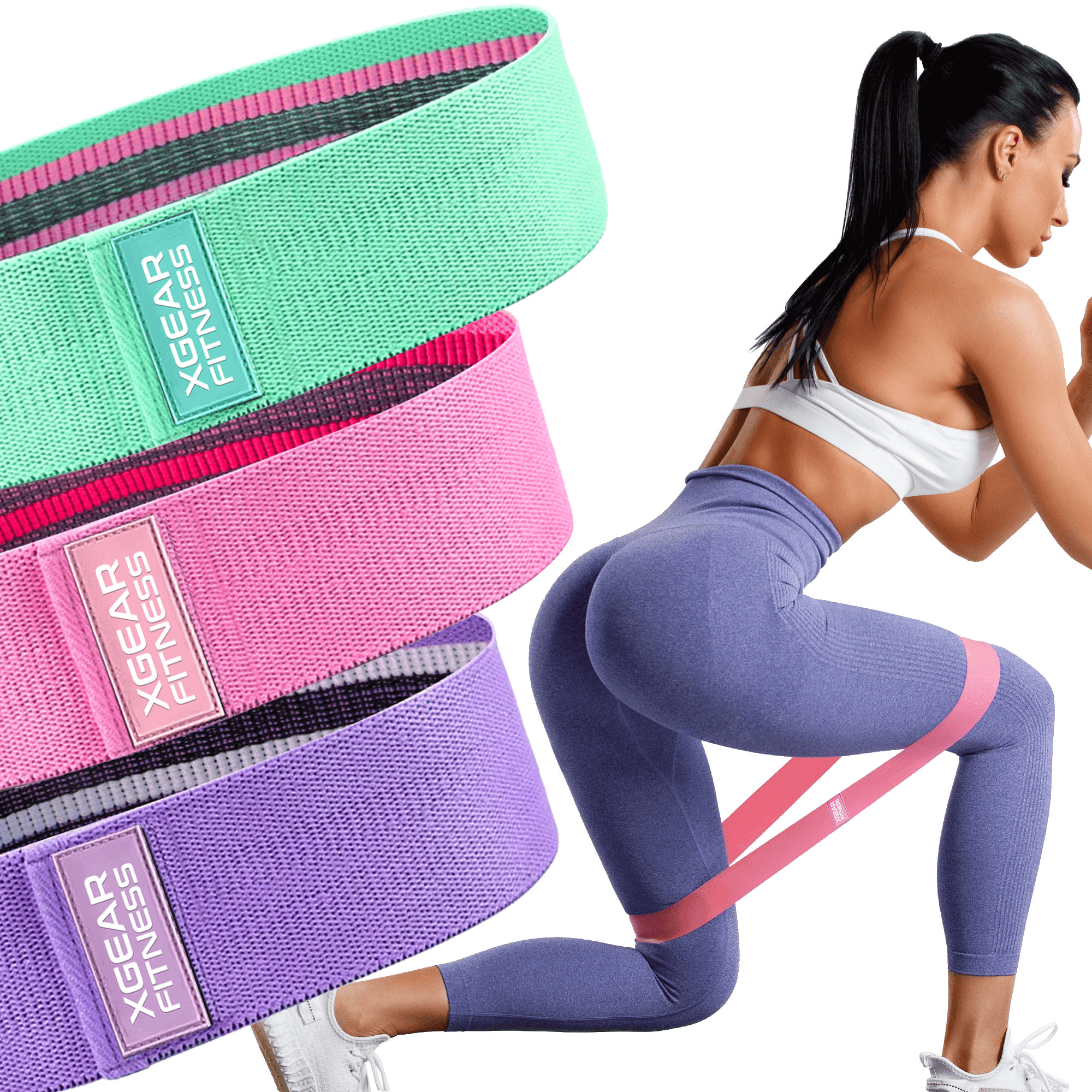 XGear Fitness Set of 3 Womens Butt and Hip Exercise Bands - VintageVp