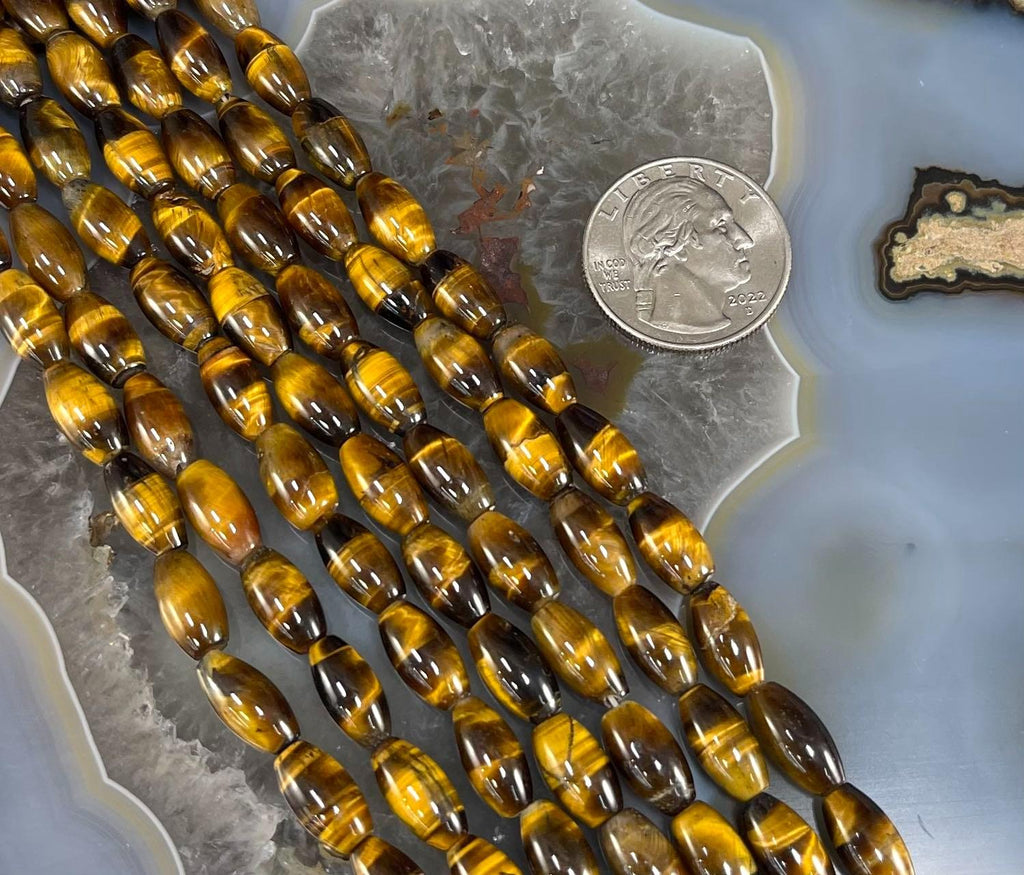 Yellow Tiger Eye Barrel 6x11mm - VintageVp