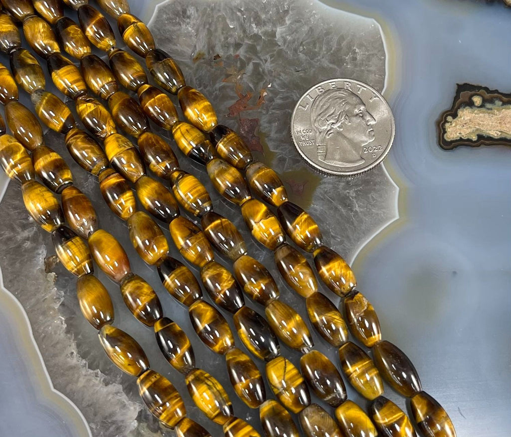 Yellow Tiger Eye Barrel 6x11mm - VintageVp