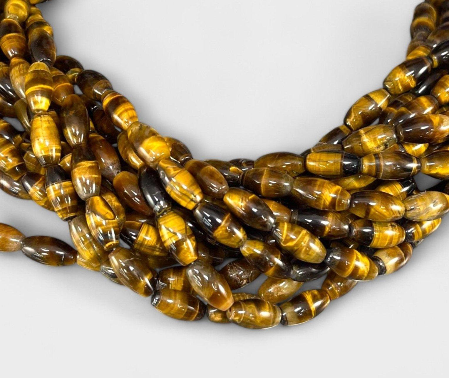 Yellow Tiger Eye Barrel 6x11mm - VintageVp